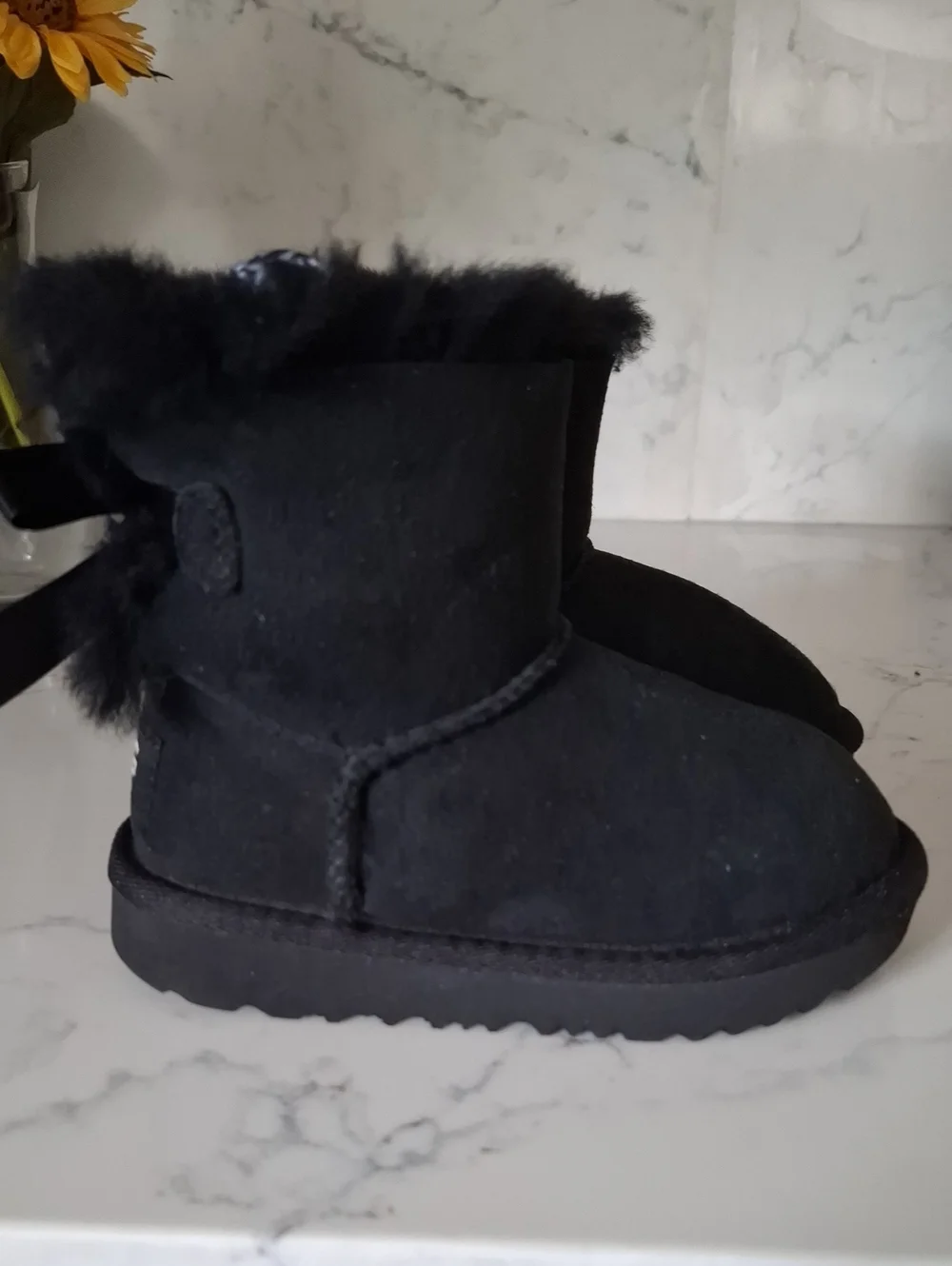 UGG Kids Black Bow Short Boot